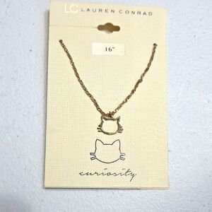 LC Lauren Conrad Gold Cat Pendant Necklace